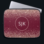 Burgundy Red Blush Pink Rose Gold Glitter Monogram Laptop Sleeve<br><div class="desc">Blush Pink - Rose Gold and Burgundy Red Faux Glitter and Sparkle Elegant Monogrammed Initials Case. This case can be customized to include your initial and first name.</div>