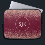 Burgundy Red Blush Pink Rose Gold Glitter Monogram Laptop Sleeve<br><div class="desc">Blush Pink - Rose Gold and Burgundy Red Faux Glitter and Sparkle Elegant Monogrammed Initials Case. This case can be customized to include your initial and first name.</div>