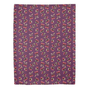 Burgundy Red Blush Pink Rustic Bohemian Floral Duvet Cover