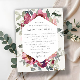 BURGUNDY RED BLUSH ROSE FLORA DRIVE BY BABY SHOWER POSTCARD