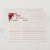 Burgundy Red Boho Floral Bridal Shower Recipe Card (Front/Back)