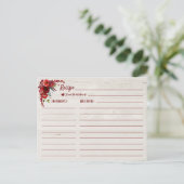 Burgundy Red Boho Floral Bridal Shower Recipe Card (Standing Front)