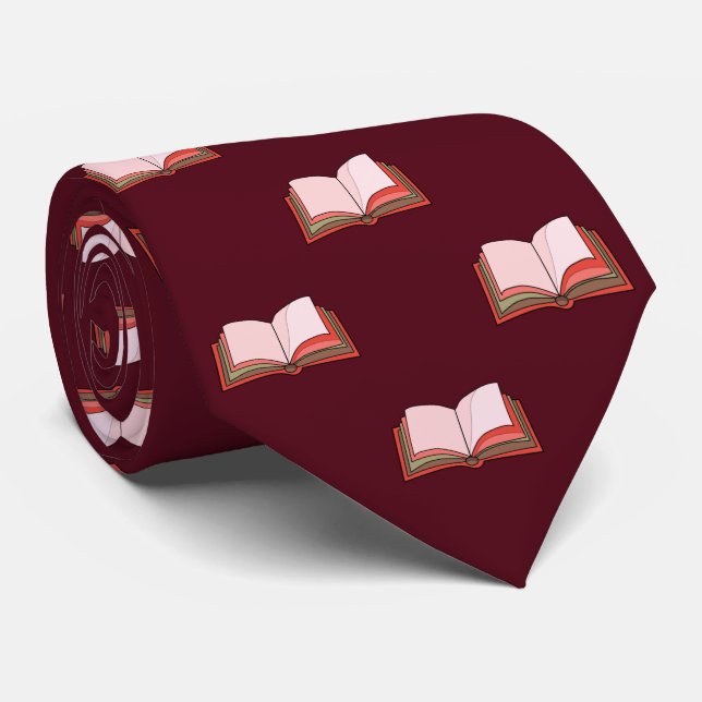 Burgundy Red Book Lover's Work, Graduation Neck Tie (Rolled)