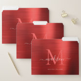 Modern Holographic Metal Name Monogram File Folder