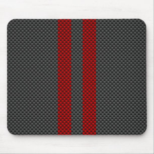 Burgundy Red Carbon Fiber Like Racing Stripes Mouse Pad