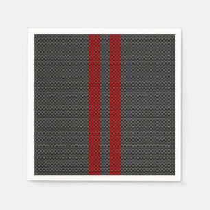 Burgundy Red Carbon Fiber Like Racing Stripes Napkins