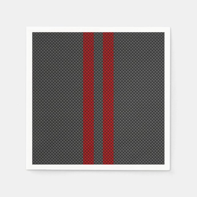 Burgundy Red Carbon Fiber Like Racing Stripes Napkins (Front)