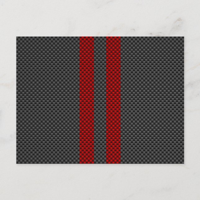 Burgundy Red Carbon Fiber Like Racing Stripes Postcard (Front)