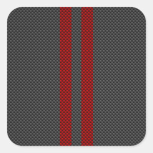 Burgundy Red Carbon Fiber Like Racing Stripes Square Sticker