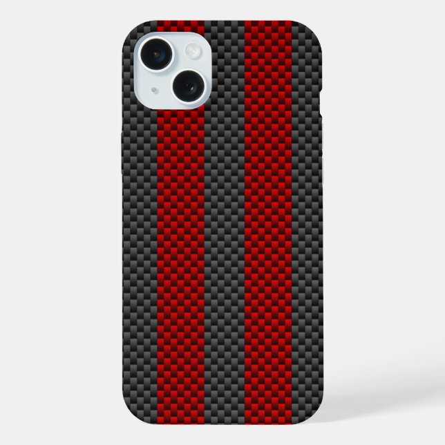 Burgundy Red Carbon Fiber Style Racing Stripes iPhone Case (Back)