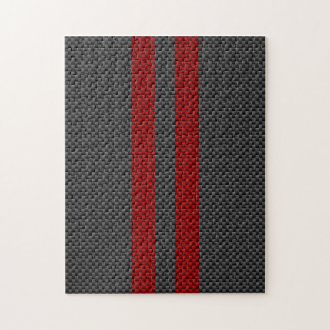Burgundy Red Carbon Fiber Style Racing Stripes Jigsaw Puzzle (Vertical)