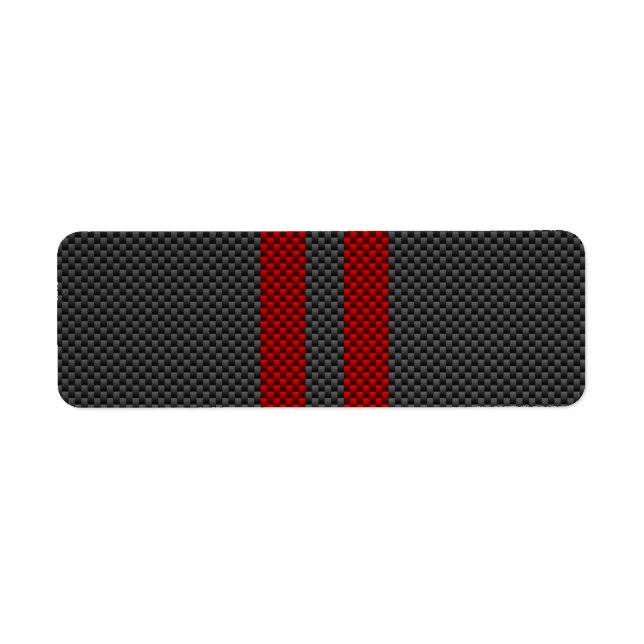 Burgundy Red Carbon Fiber Style Racing Stripes Label (Front)