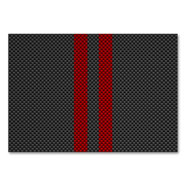 Burgundy Red Carbon Fiber Style Racing Stripes Table Number (Front)