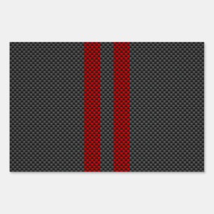 Burgundy Red Carbon Fiber Style Racing Stripes Yard Sign