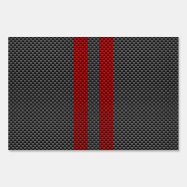Burgundy Red Carbon Fiber Style Racing Stripes Yard Sign (Front)