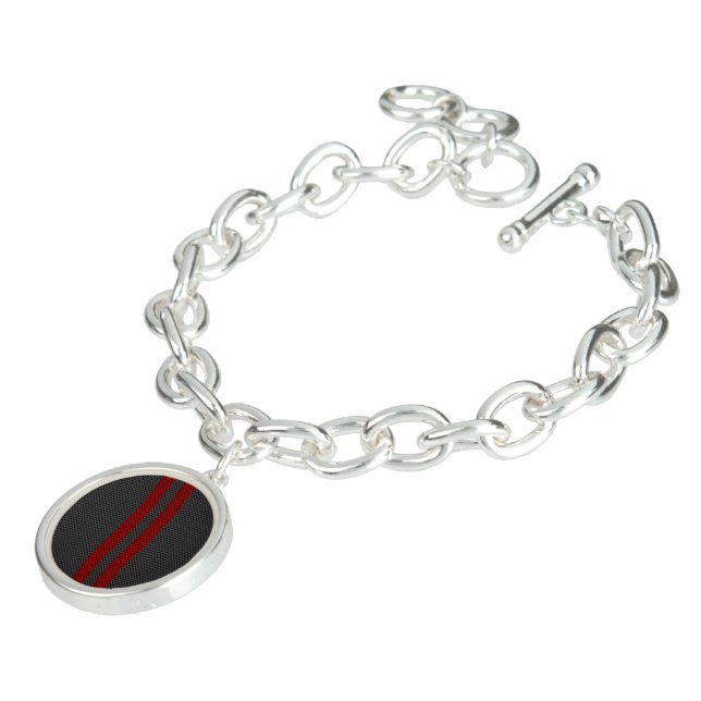 Burgundy Red Carbon Fiber Style Stripes Bracelet (Side)