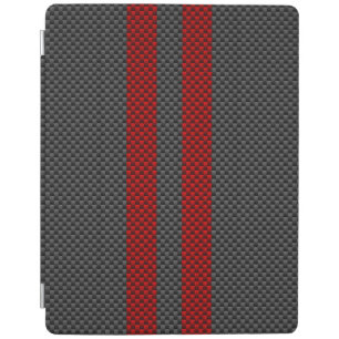 Burgundy Red Carbon Fiber Style Stripes Decor iPad Smart Cover