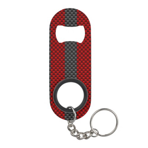 Burgundy Red Carbon Fiber Style Stripes Decor Keychain Bottle Opener
