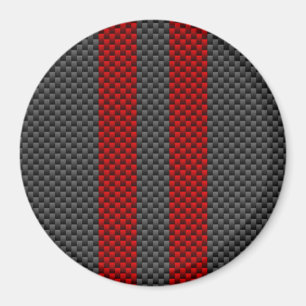 Burgundy Red Carbon Fiber Style Stripes Decor Magnet