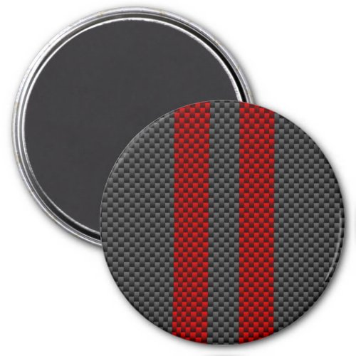 Burgundy Red Carbon Fiber Style Stripes Decor Magnet
