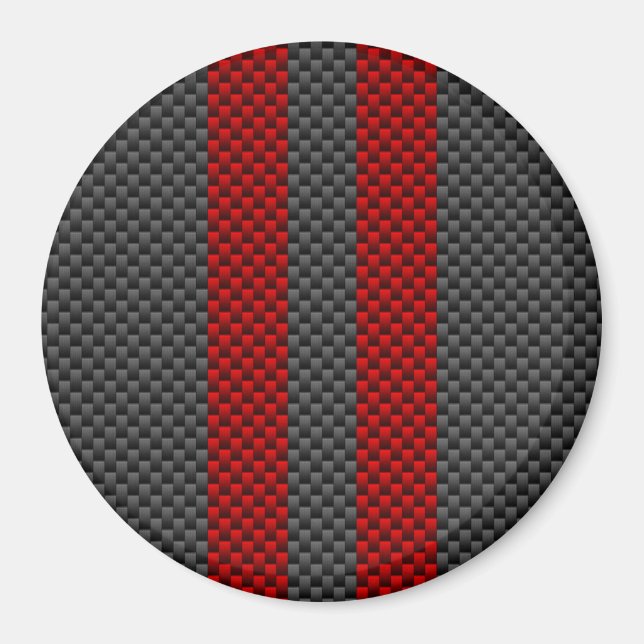 Burgundy Red Carbon Fiber Style Stripes Decor Magnet (Front)