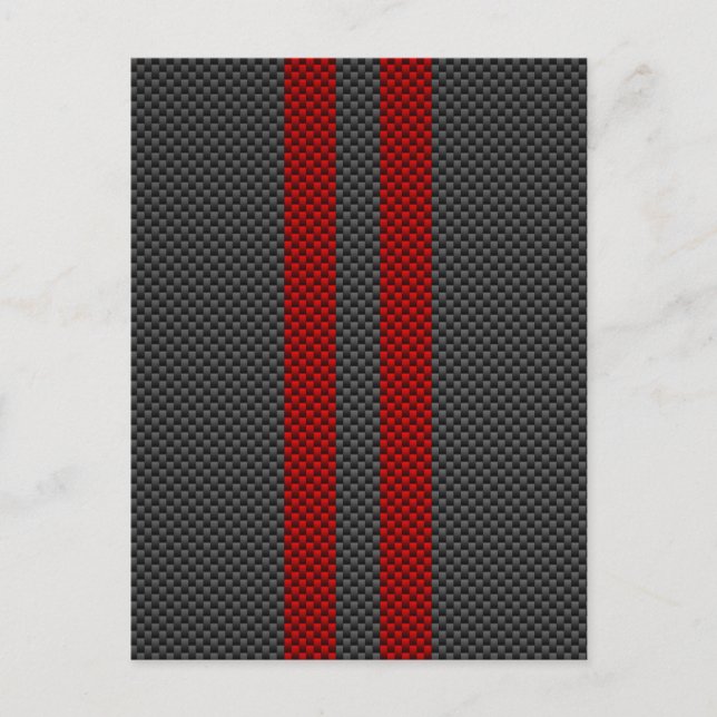 Burgundy Red Carbon Fiber Style Stripes Decor Postcard (Front)