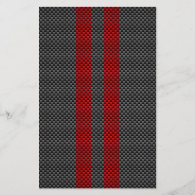 Burgundy Red Carbon Fiber Style Stripes Decor Stationery (Front)