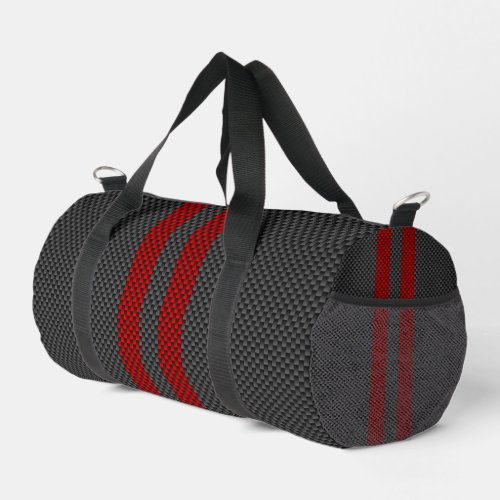 Burgundy Red Carbon Fiber Style Stripes Duffle Bag