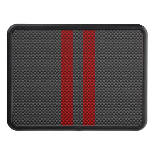 Burgundy Red Carbon Fiber Style Stripes Tow Hitch Cover