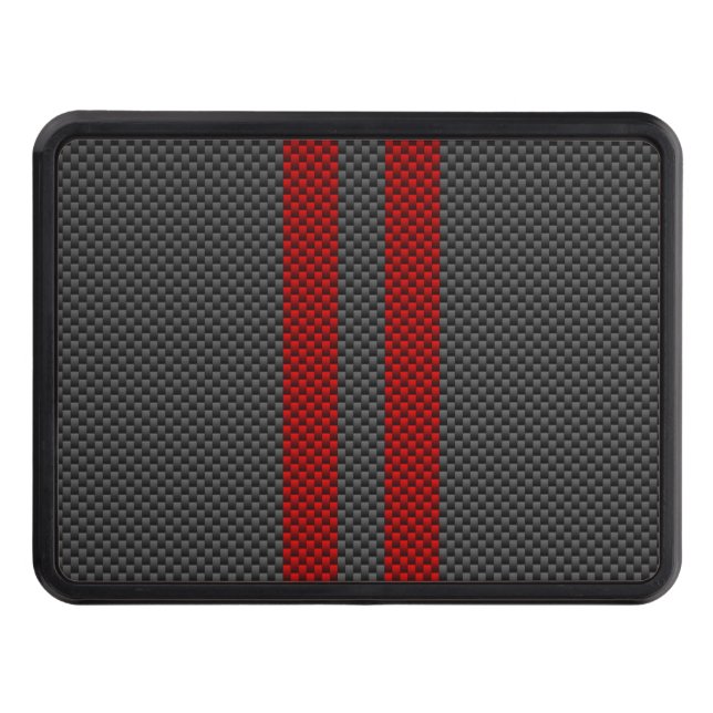 Burgundy Red Carbon Fiber Style Stripes Tow Hitch Cover (Front)