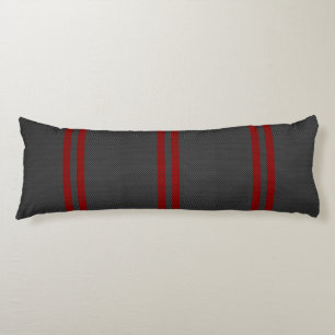 Burgundy Red Carbon Style Racing Stripes Decor Body Pillow