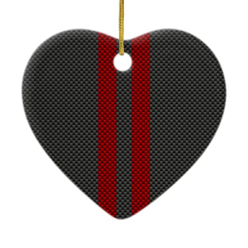 Burgundy Red Carbon Style Racing Stripes Decor Ceramic Ornament