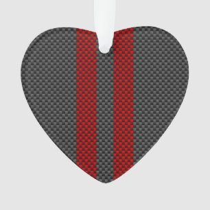 Burgundy Red Carbon Style Racing Stripes Decor Ornament