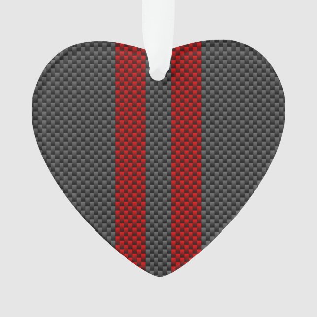 Burgundy Red Carbon Style Racing Stripes Decor Ornament (Front)
