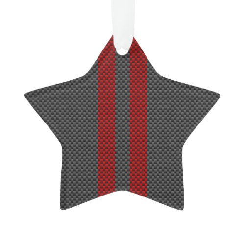 Burgundy Red Carbon Style Racing Stripes Decor Ornament