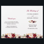 Burgundy Red Chic Floral Folded Wedding Program<br><div class="desc">Create the perfect wedding program with this "Burgundy Red Chic Floral" template. This high-quality design is easy to customize to be uniquely yours! (1) Note that the cards arrive flat, and you'll need to Fold Down the Middle to convert them to folded papers. (2) For further customization, please click the...</div>