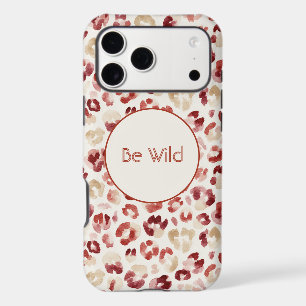 Burgundy Red Cream Leopard Be Wild iPhone 17 Pro Max Case