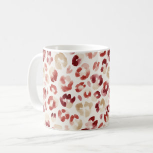 Burgundy Red Cream Leopard Print Coffee Mug