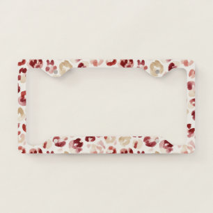 Burgundy Red Cream Leopard Print License Plate Frame