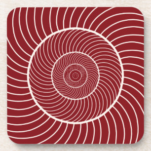 Burgundy red cream spiral snail fibonacci sequence beverage coaster