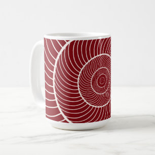 Burgundy red cream spiral snail fibonacci sequence coffee mug