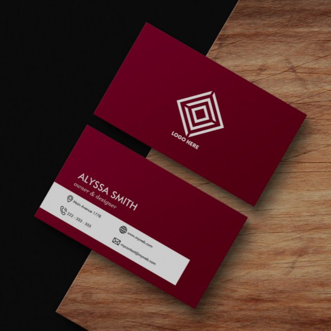 Burgundy Red Custom Elegant Simple Personalized Business Card (Creator Uploaded)