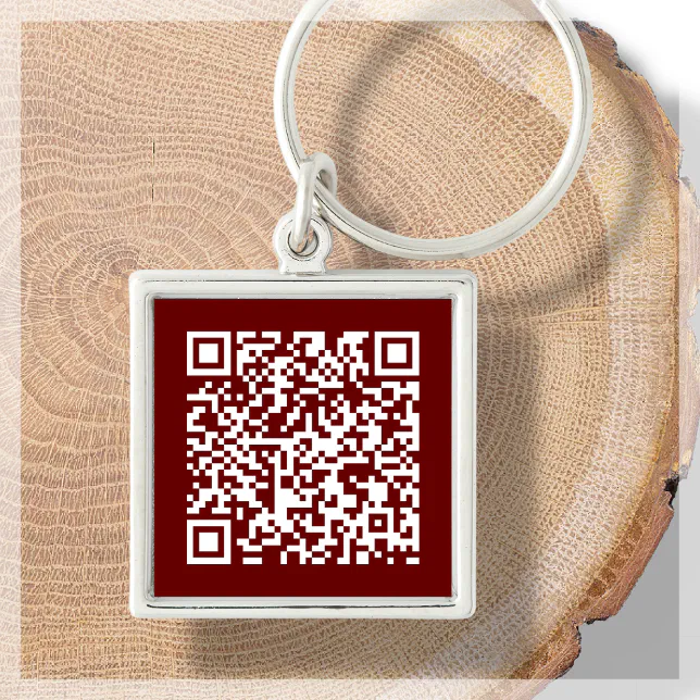 Burgundy Red | Custom QR Code Scannable Keychain | Zazzle