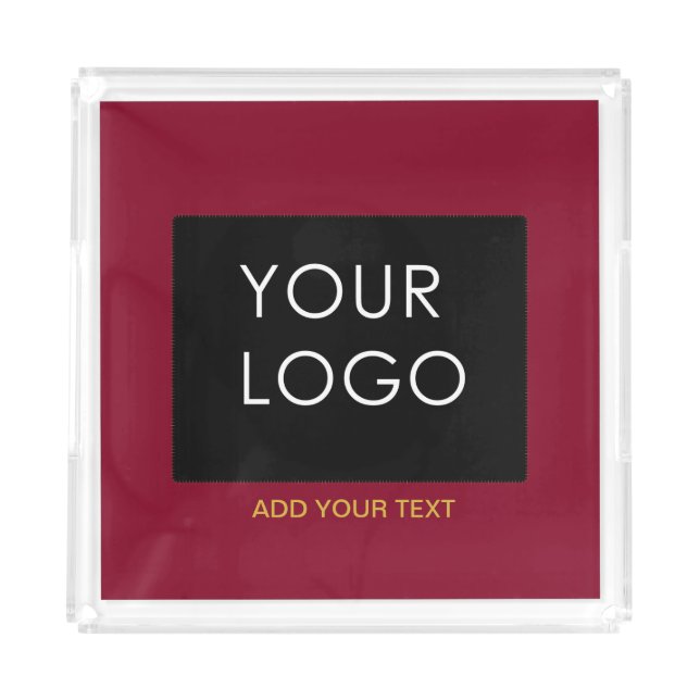 Burgundy Red Customizable Business Add Your Logo   Acrylic Tray (Front)