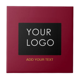 Burgundy Red Customizable Business Add Your Logo Ceramic Tile