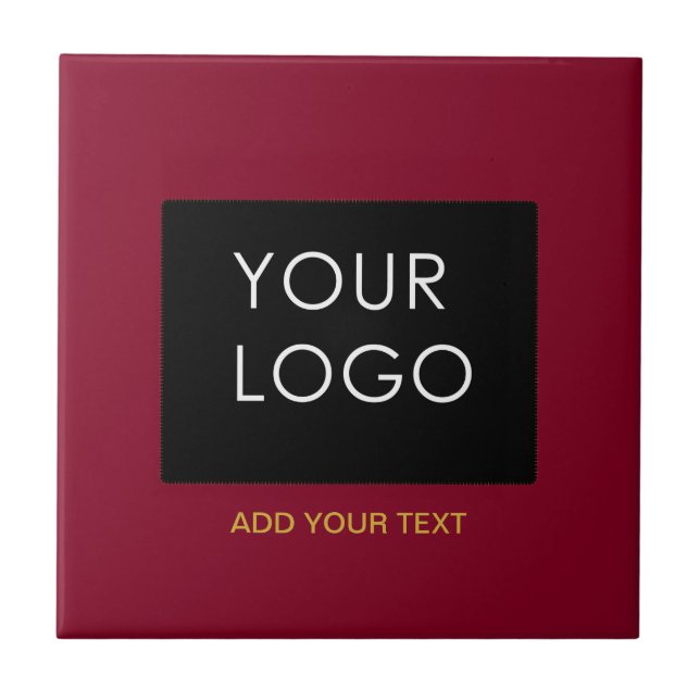 Burgundy Red Customizable Business Add Your Logo Ceramic Tile (Front)