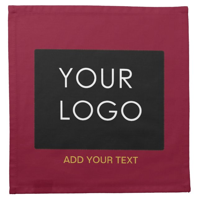 Burgundy Red Customizable Business Add Your Logo  Cloth Napkin (Front)