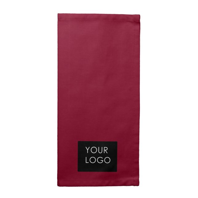 Burgundy Red Customizable Business Add Your Logo  Cloth Napkin (Half Fold)
