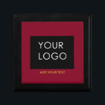 Burgundy Red Customizable Business Add Your Logo  Gift Box<br><div class="desc">Add your logo or image to this modern, elegant burgundy red design. You can simply add your company logo, image, or personal photo. Editable logo or photo business or individual personal gift for a friend, co-worker, or anyone else. Customizable company business employee staff modern design. Customizable logo modern business gifts....</div>