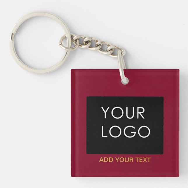 Burgundy Red Customizable Business Add Your Logo   Keychain (Front)